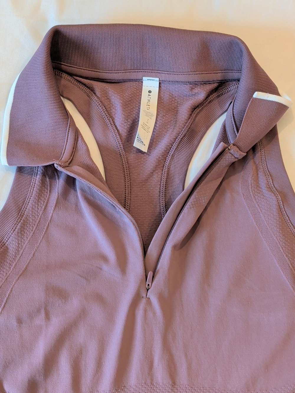 3/$75 NWT Athleta Mauve Sleeveless Zip Polo Small - Picture 3 of 7